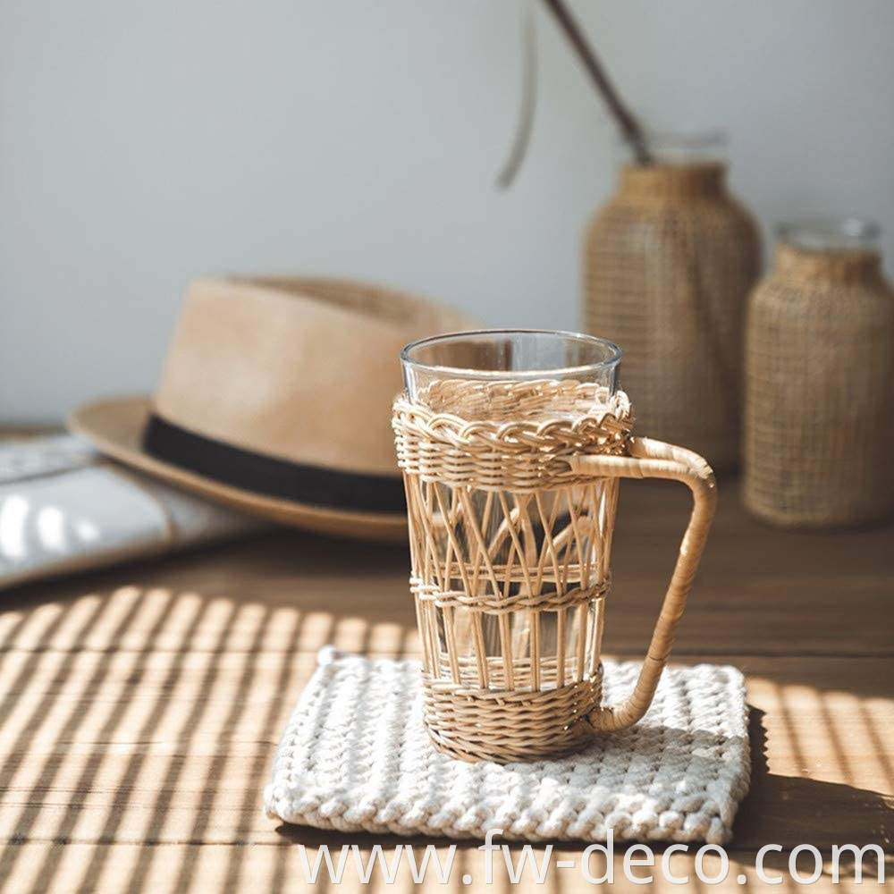 rattan wrapped glass